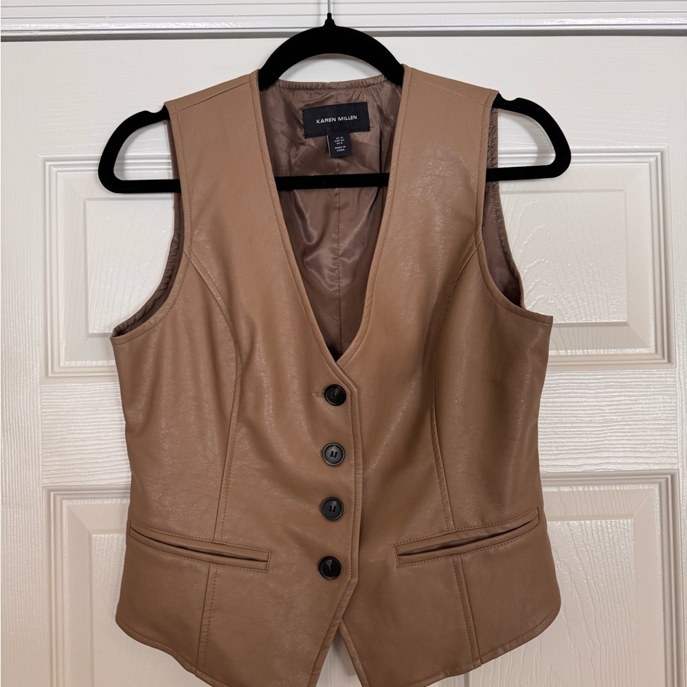 Karen Millen Brown Vegan Leather Vest